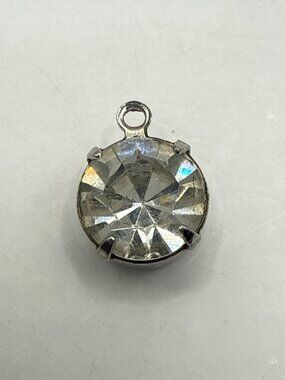 Vintage Crystal Rhinestone Pendant Antique Silver Minimalist Y2K Goth Charm